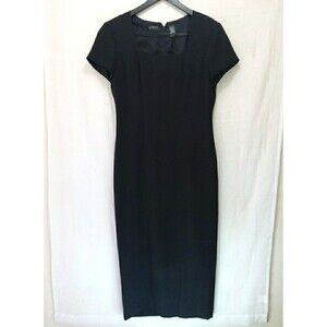 Liz Claiborne Women's Black Short Sleeve Back Zip Sheath Dress Size 10